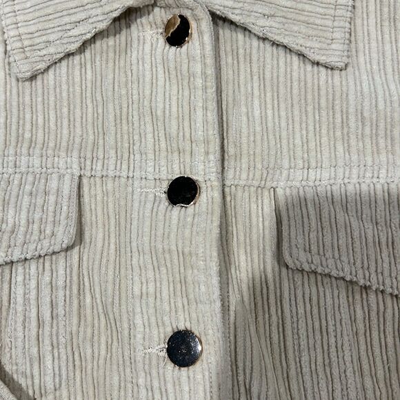 Crop Ivory Corduroy Jacket Living My Best Style X Pink Lily trendy slouchy Sz L - Picture 4 of 9